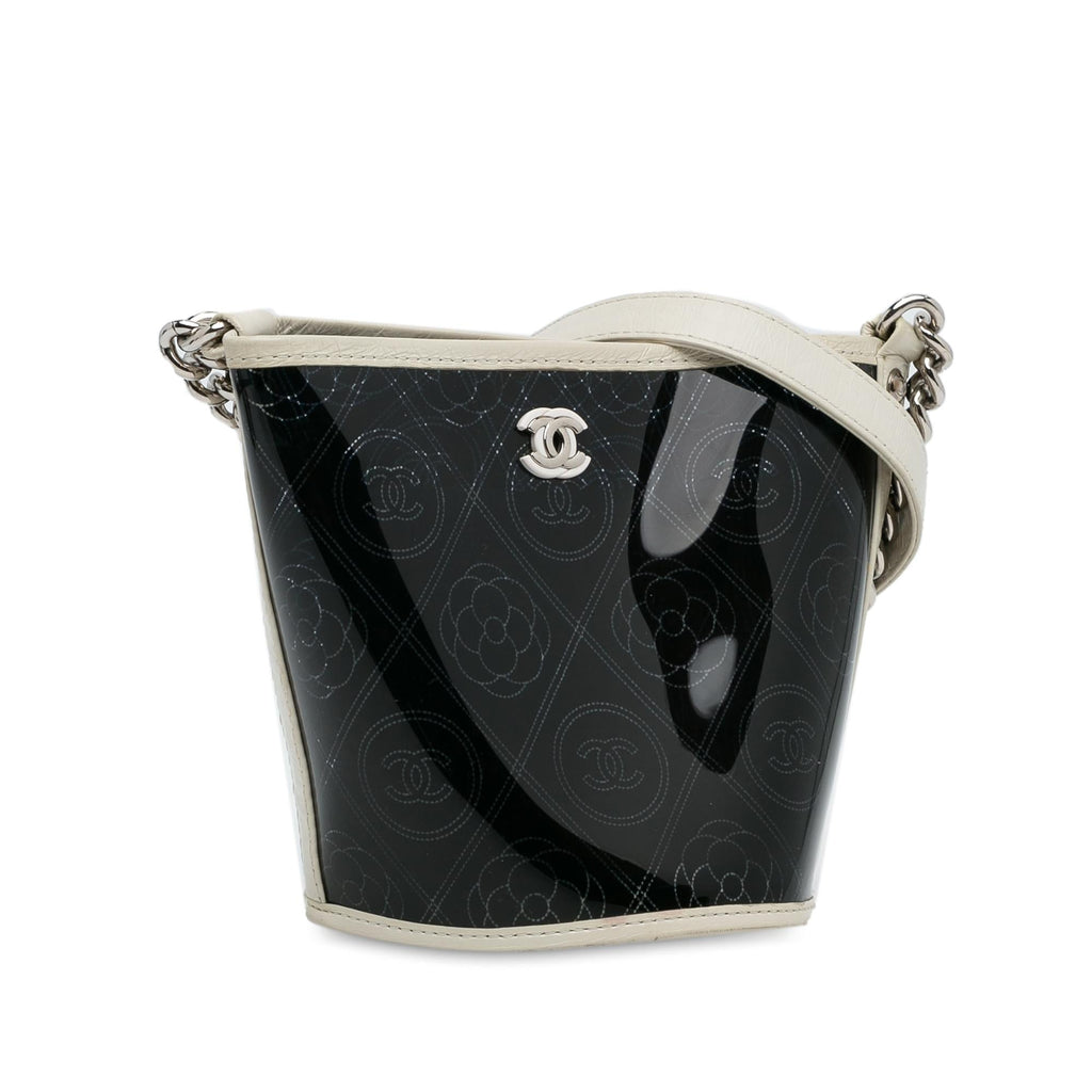 Chanel Crumpled Calfskin PVC Camellia Bucket