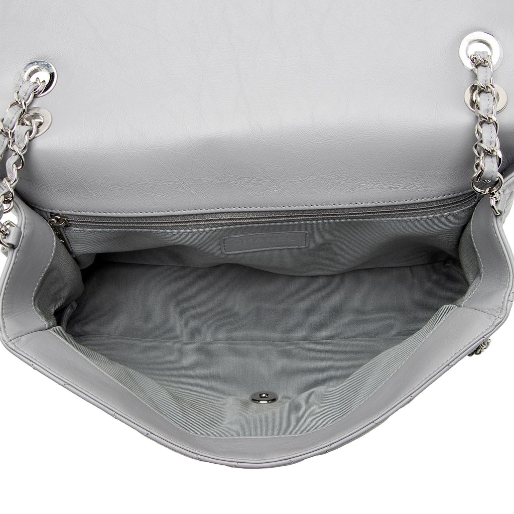 Chanel Crumpled Calfskin Running Chain Around Large Flap Bag (SHF-W3UmSX)