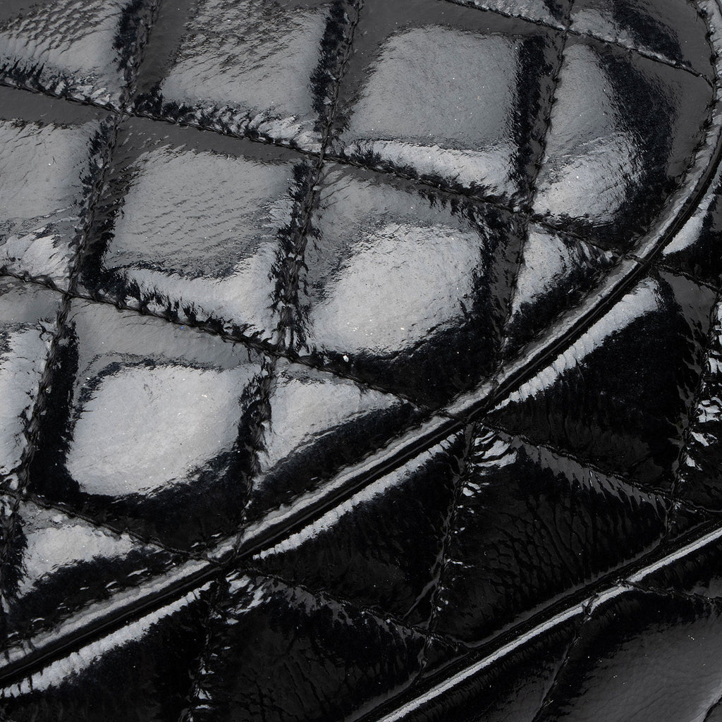 Chanel Crumpled Patent Leather Classic Medium Double Flap Bag