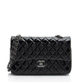 Chanel Crumpled Patent Leather Classic Medium Double Flap Bag