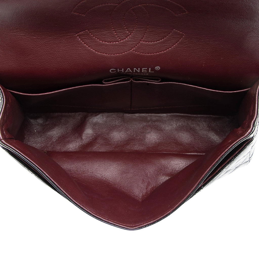 Chanel Crumpled Patent Leather Classic Medium Double Flap Bag