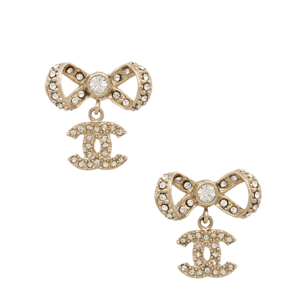 Chanel Crystal Bow CC Earrings
