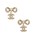 Chanel Crystal Bow CC Earrings