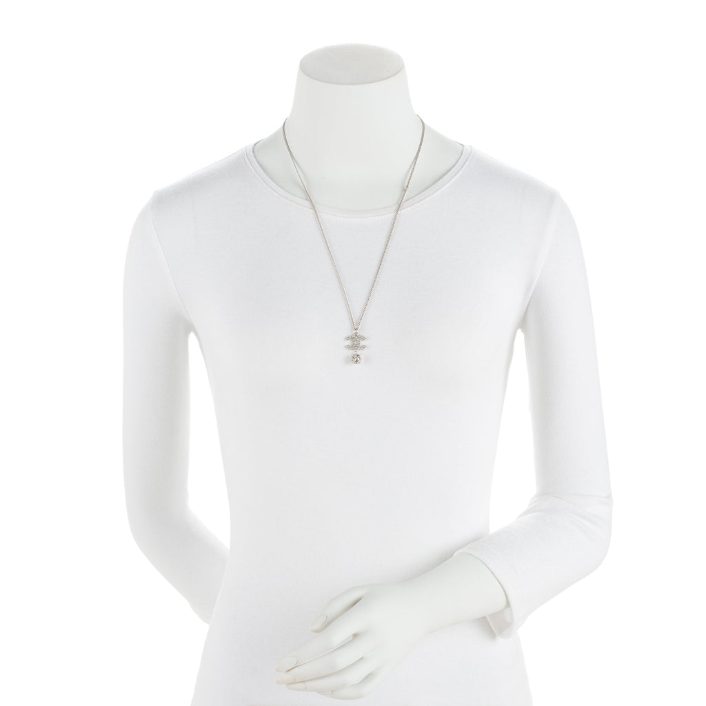 Chanel Crystal CC Drop Pendant Necklace (SHF-x3ceGG)