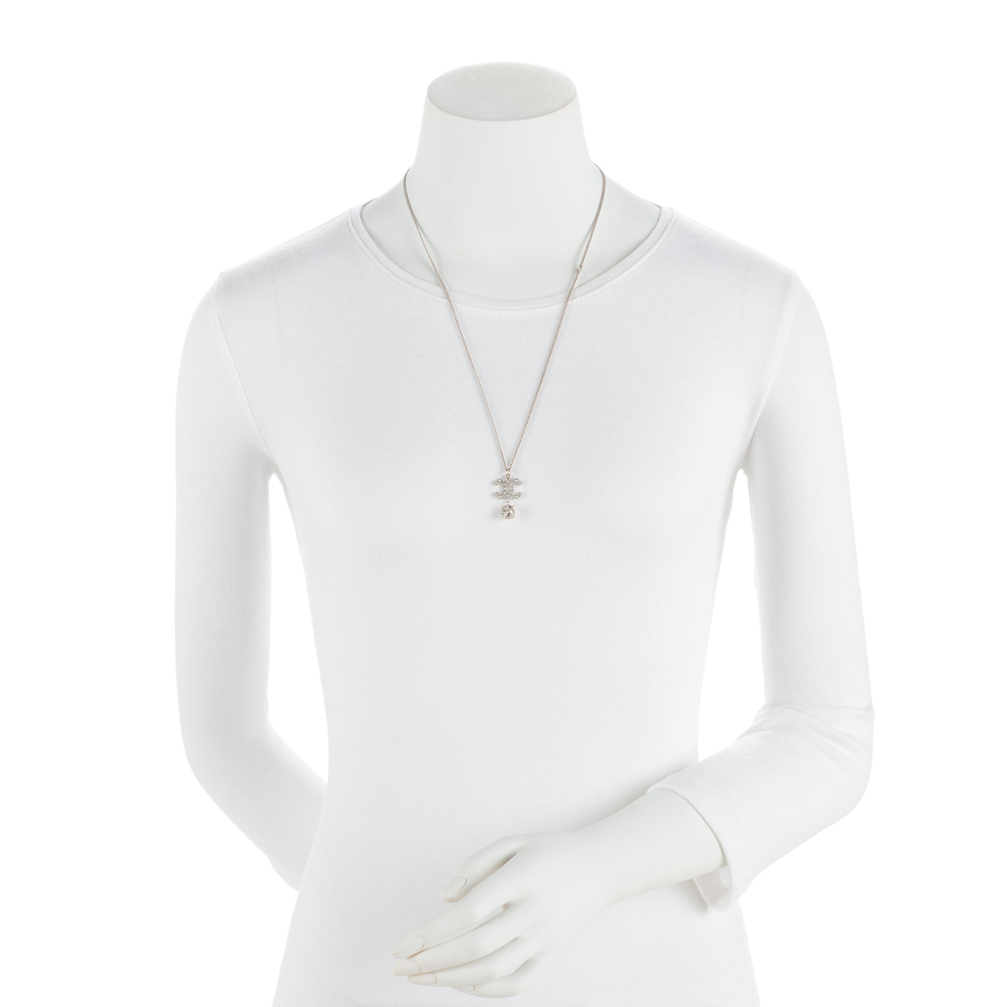 Chanel Crystal CC Drop Pendant Necklace (SHF-x3ceGG)