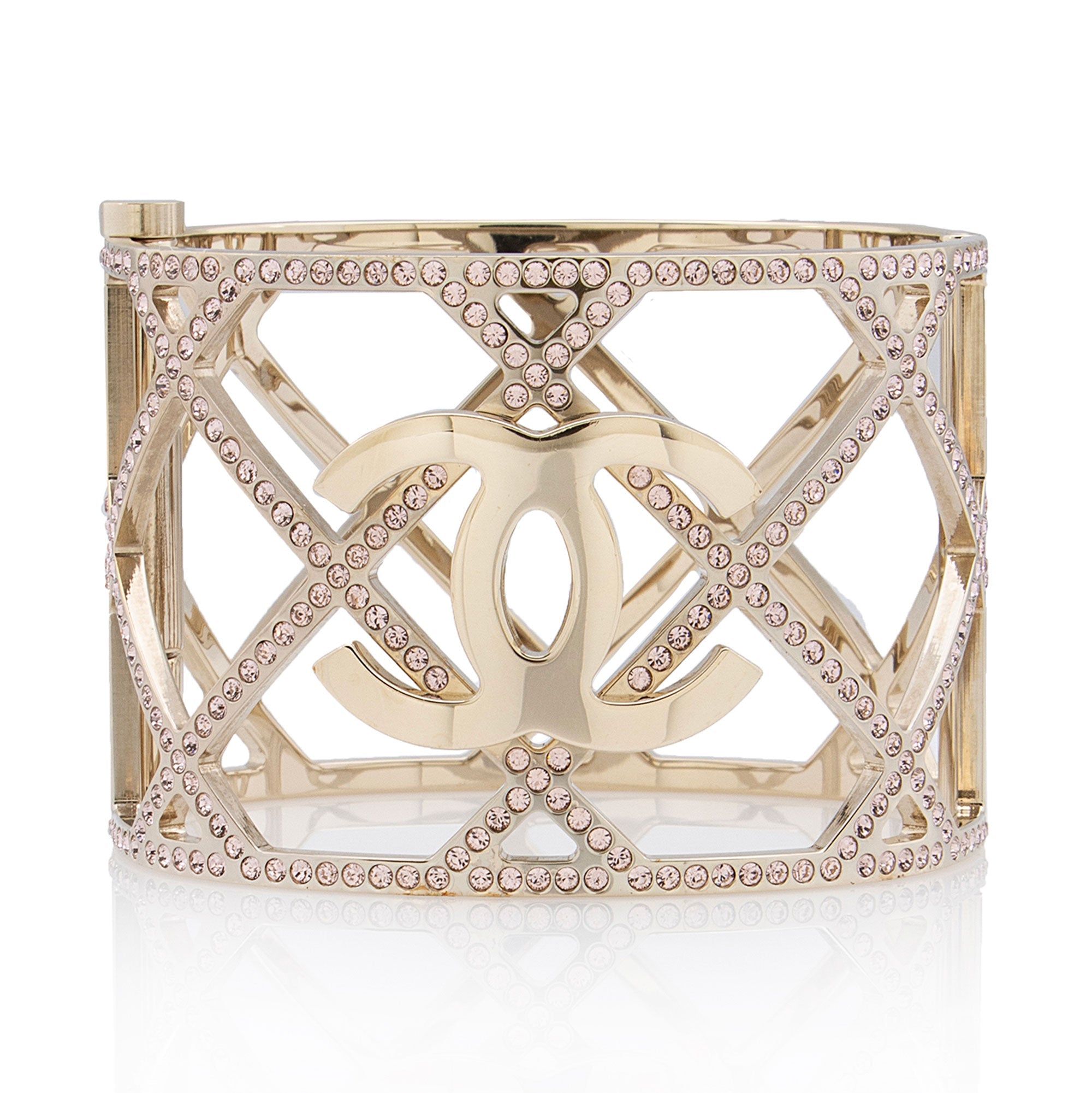 Chanel Crystal CC Hinged Cuff