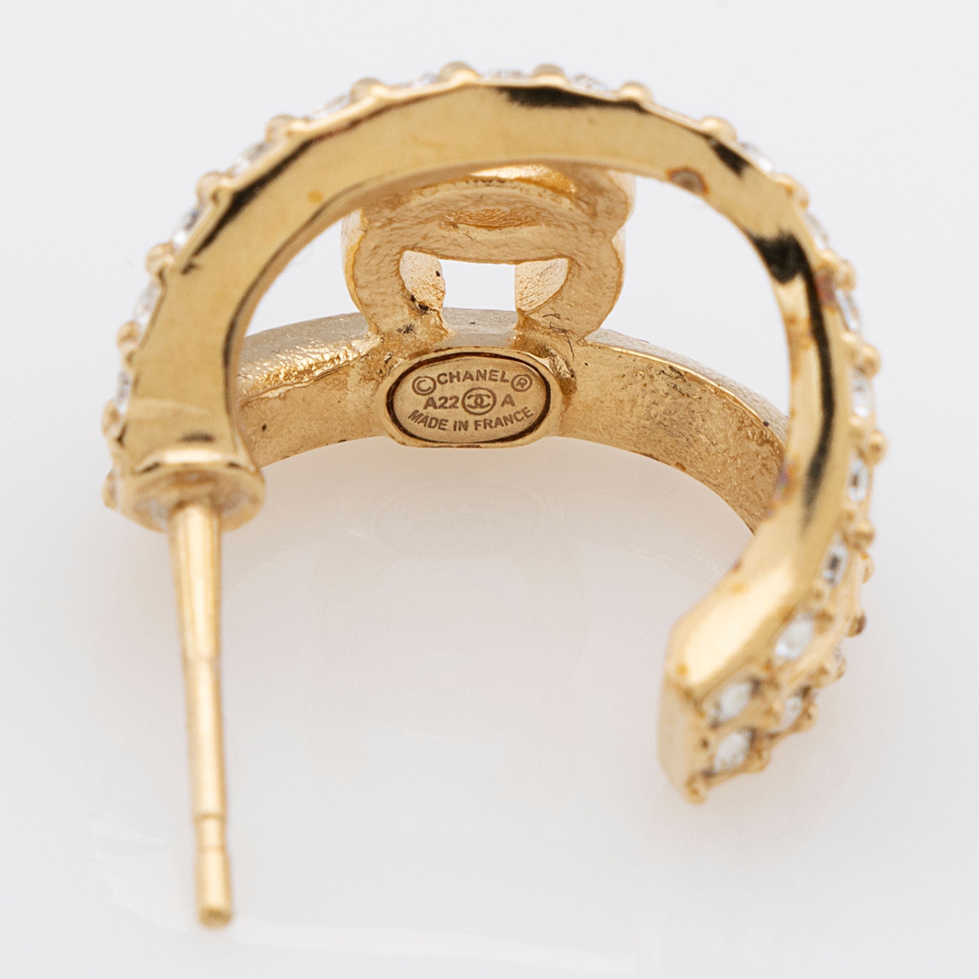 Chanel Crystal CC Hoop Earrings