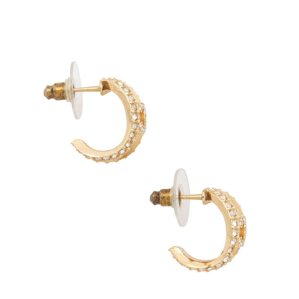 Chanel Crystal CC Hoop Earrings