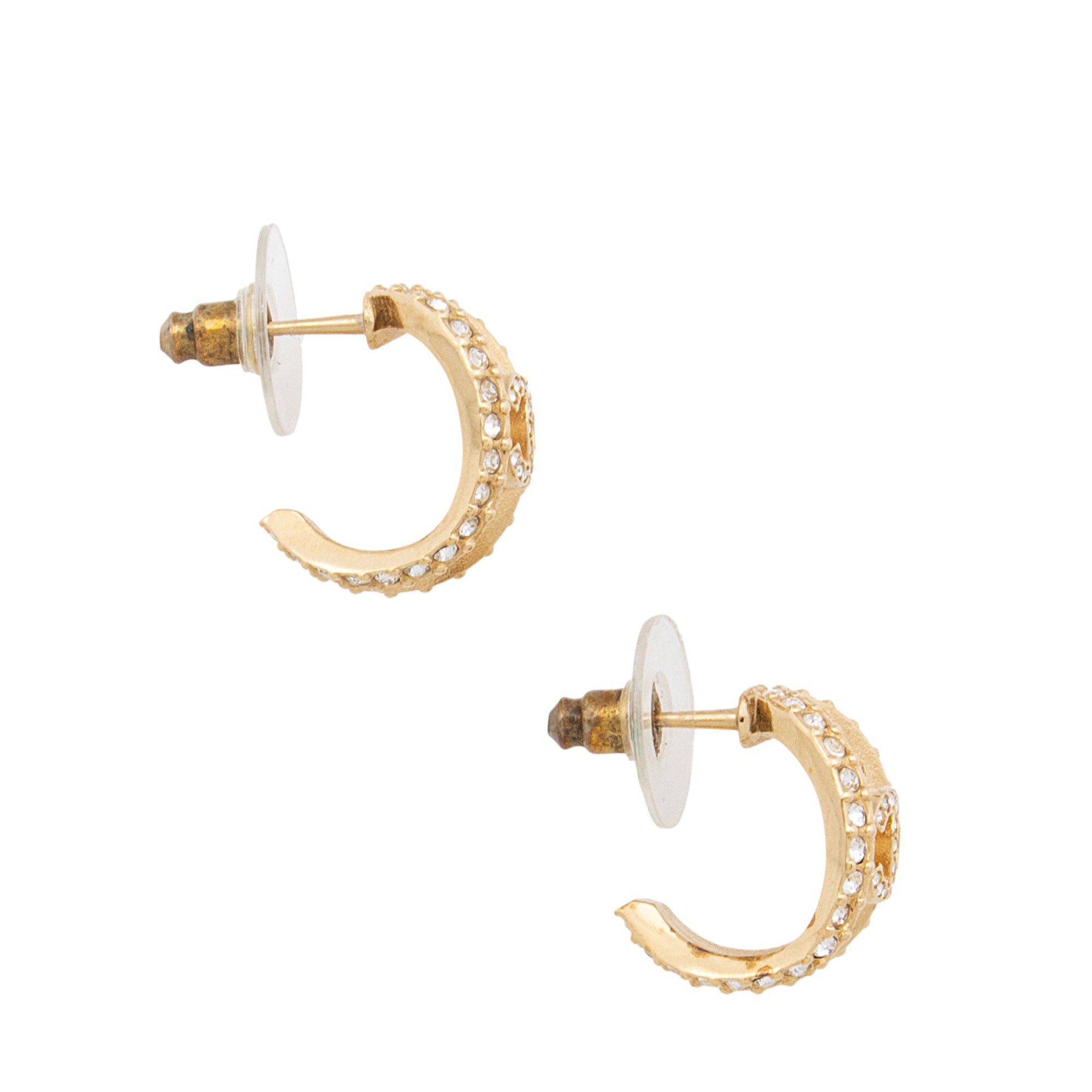 Chanel Crystal CC Hoop Earrings