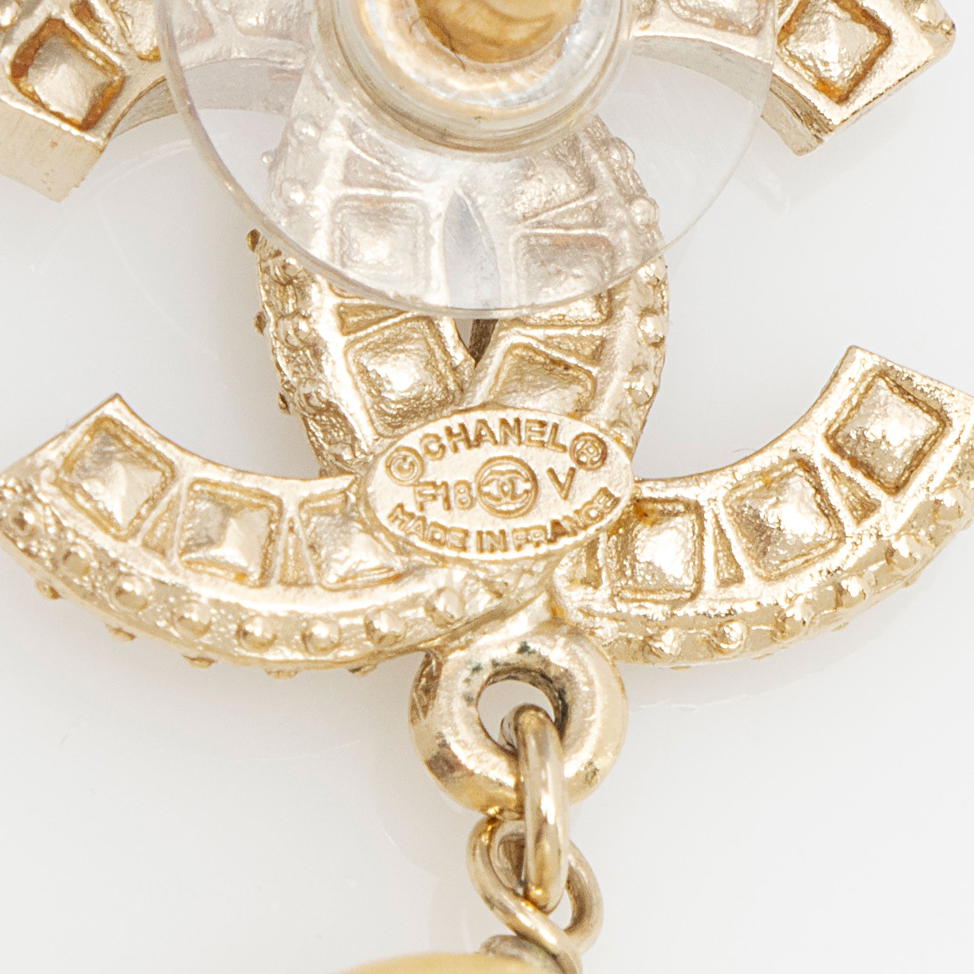 Chanel Crystal CC Pearl Drop Earrings