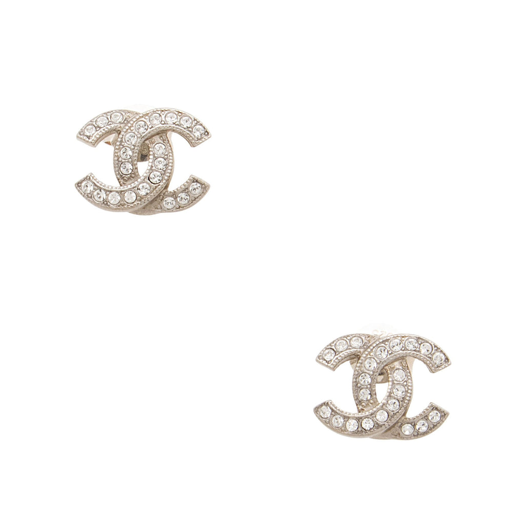 Chanel Crystal CC Stud Earrings