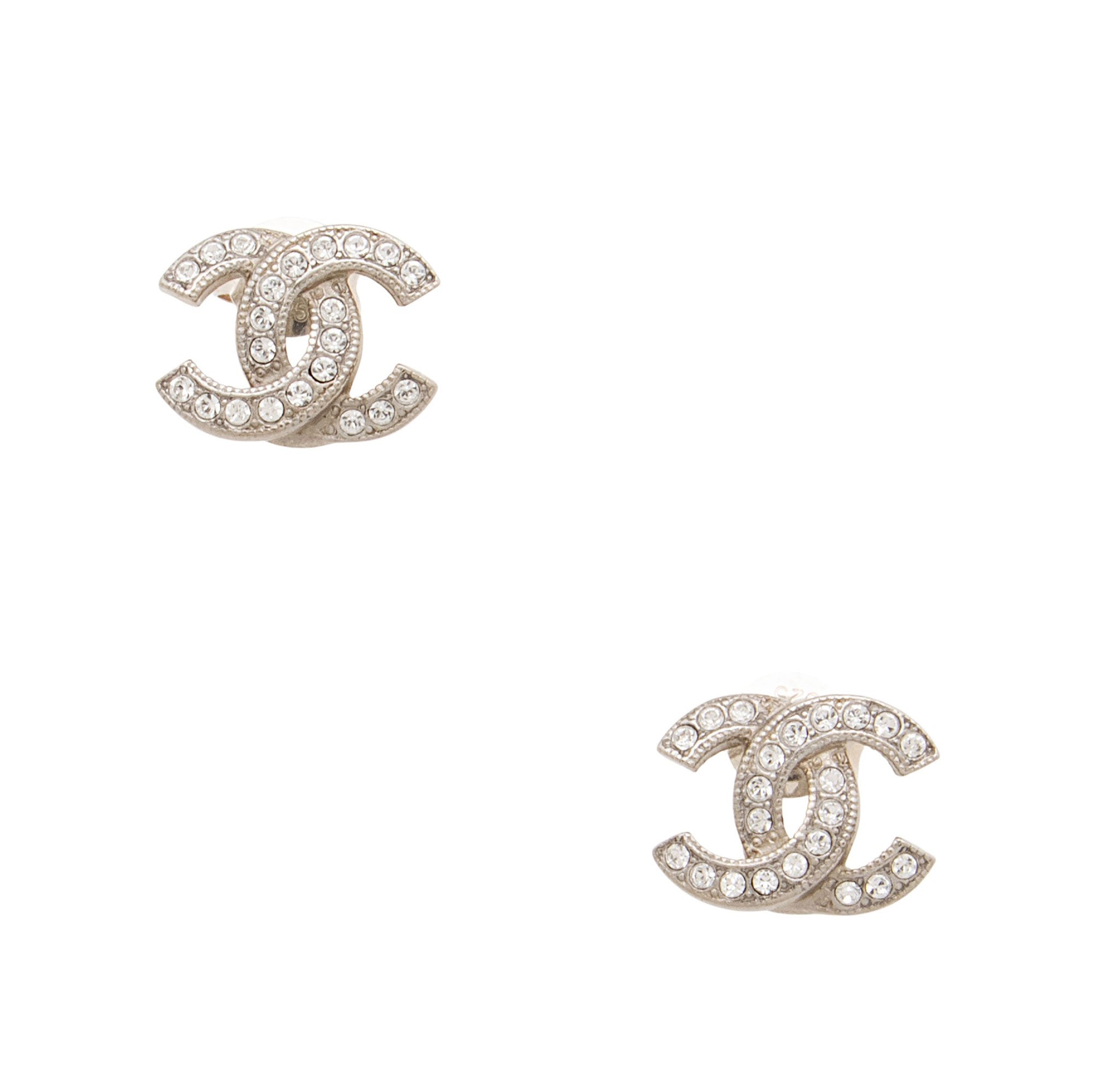 Chanel Crystal CC Stud Earrings