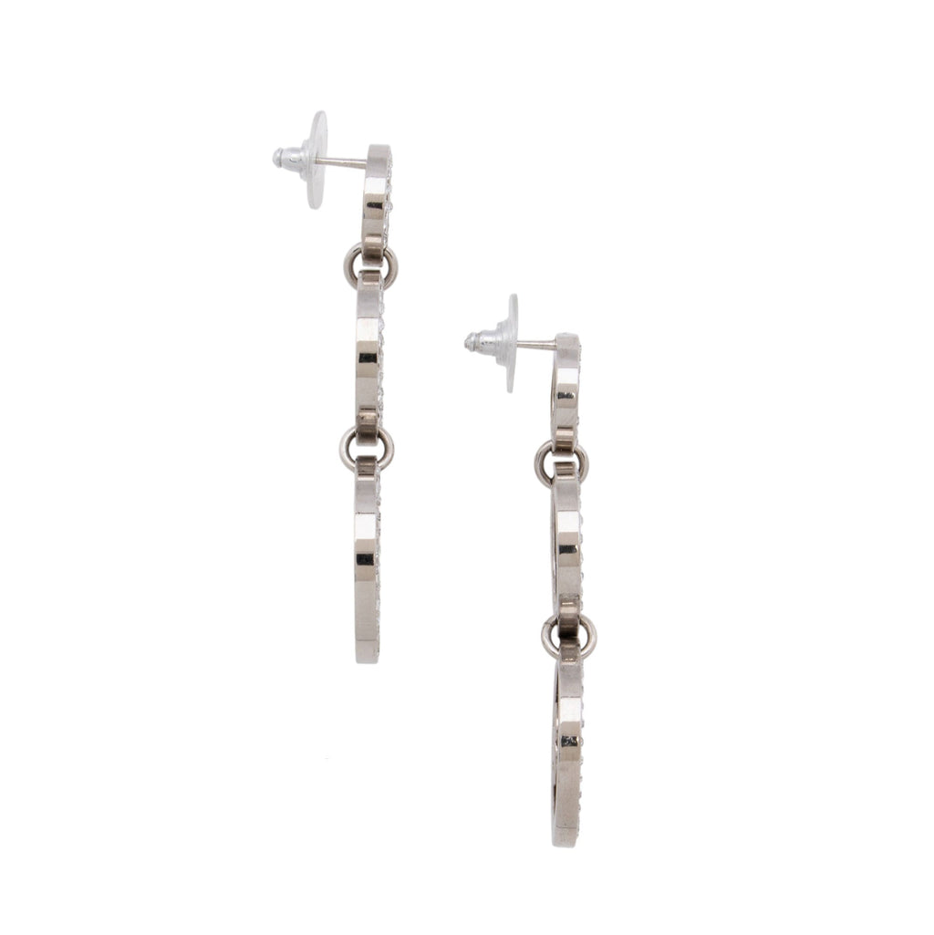 Chanel Crystal CC Triple Circle Drop Earrings