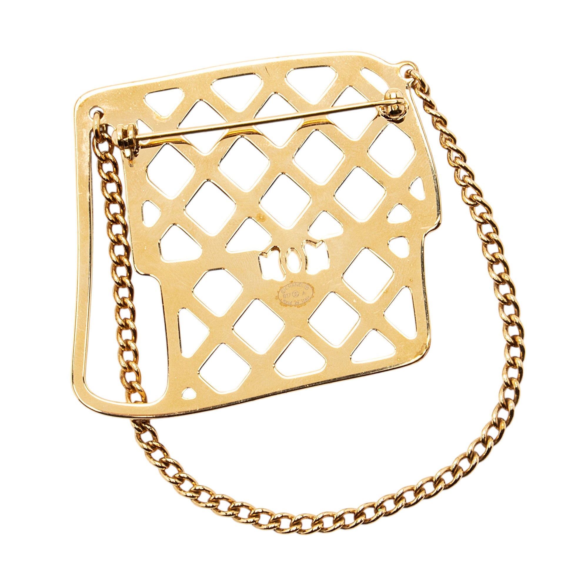 Chanel Crystal Flap Bag Brooch (SHF-YyUdQ7)