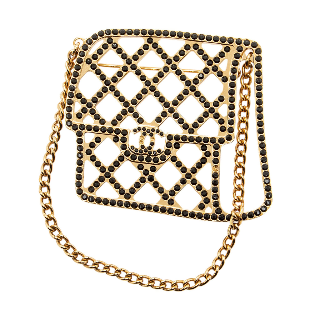 Chanel Crystal Flap Bag Brooch (SHF-YyUdQ7)