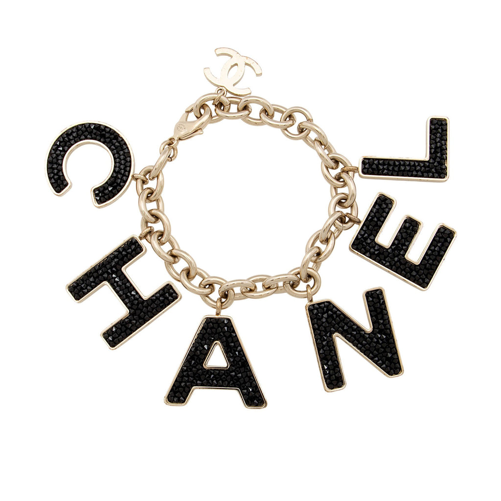 Chanel Crystal Logo Charm Bracelet