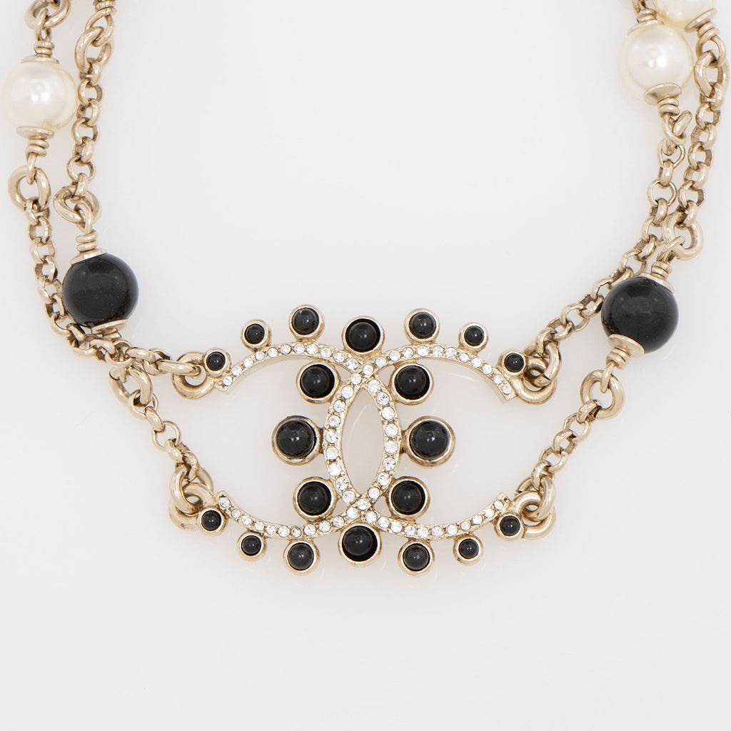 Chanel Crystal Pearl CC Bracelet (SHF-I2oyw1)