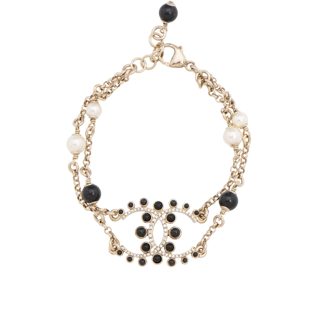 Chanel Crystal Pearl CC Bracelet (SHF-I2oyw1)