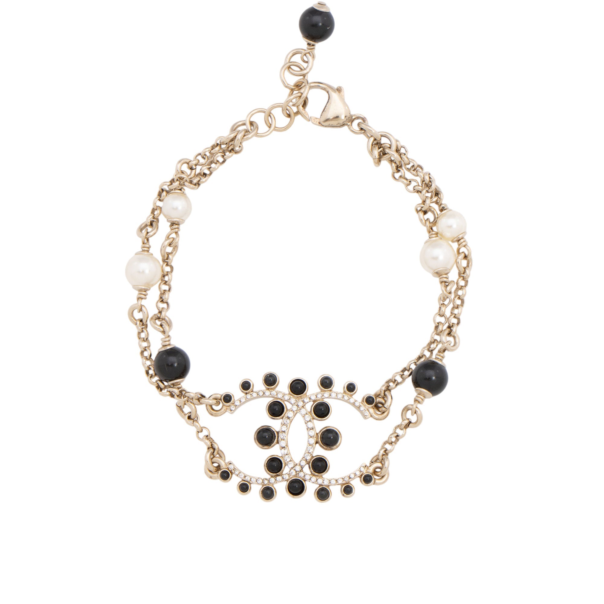Chanel Crystal Pearl CC Bracelet (SHF-I2oyw1)