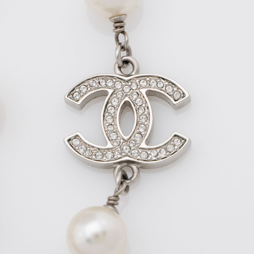 Chanel Crystal Pearl CC Long Necklace (SHF-oKOF4P)