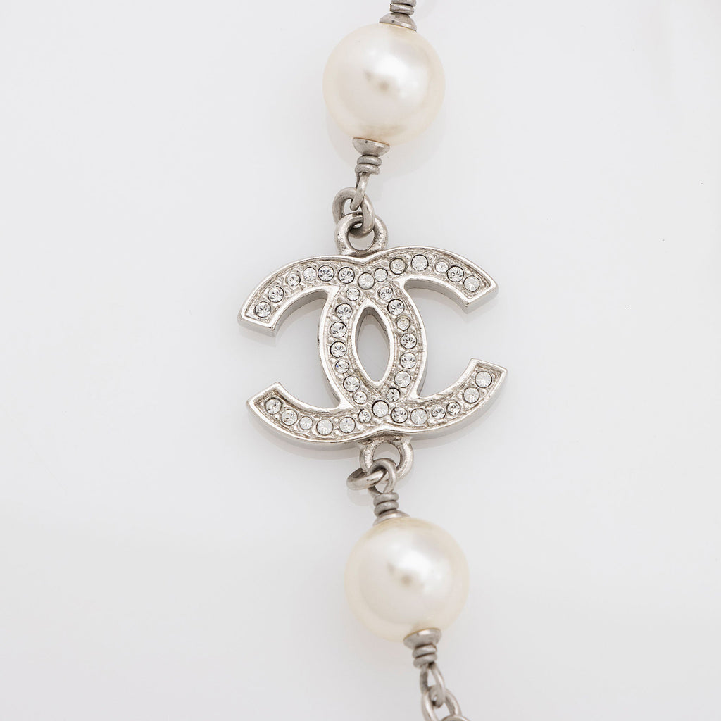 Chanel Crystal Pearl CC Long Necklace