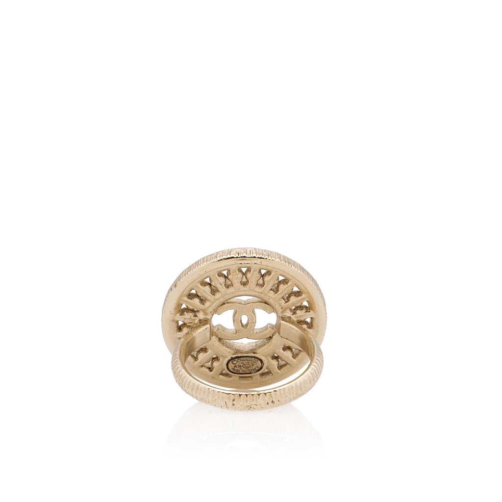 Chanel Crystal Pearl CC Cocktail Ring - Size 7