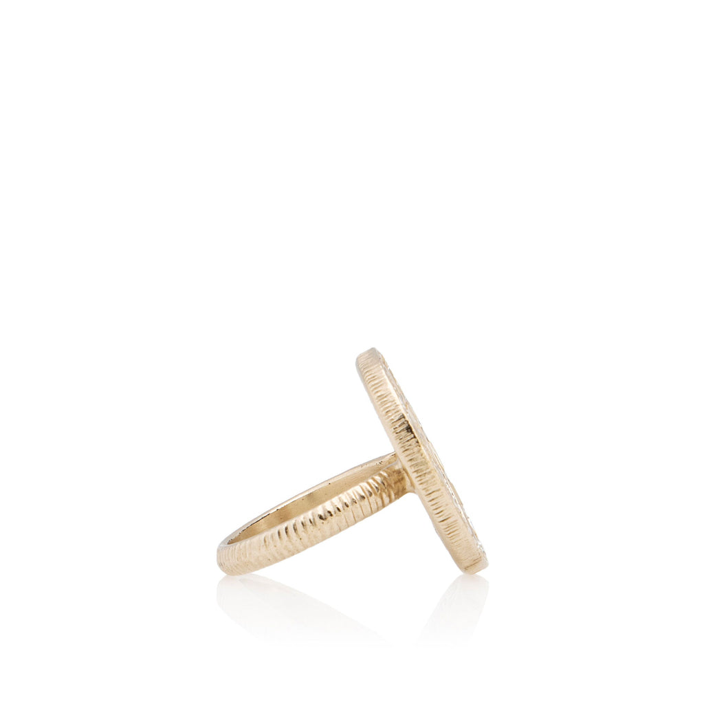 Chanel Crystal Pearl CC Cocktail Ring - Size 7