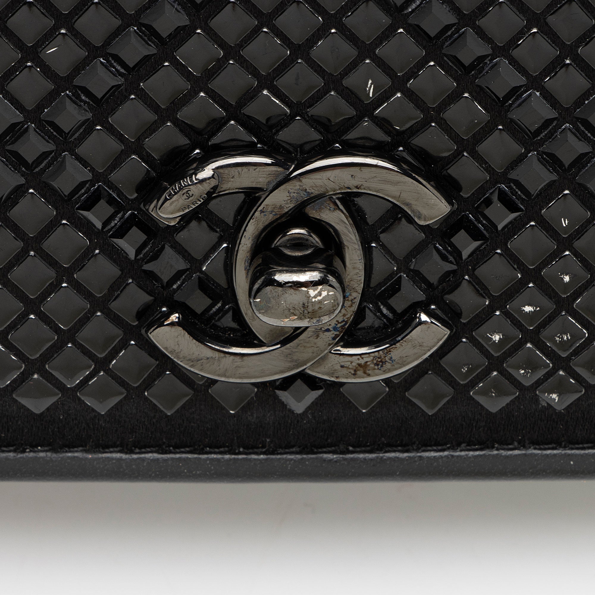 Chanel Crystal Satin Mini Chain Crossbody