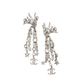 Chanel Crystal Faux Pearl CC Star Drop Clip On Earrings