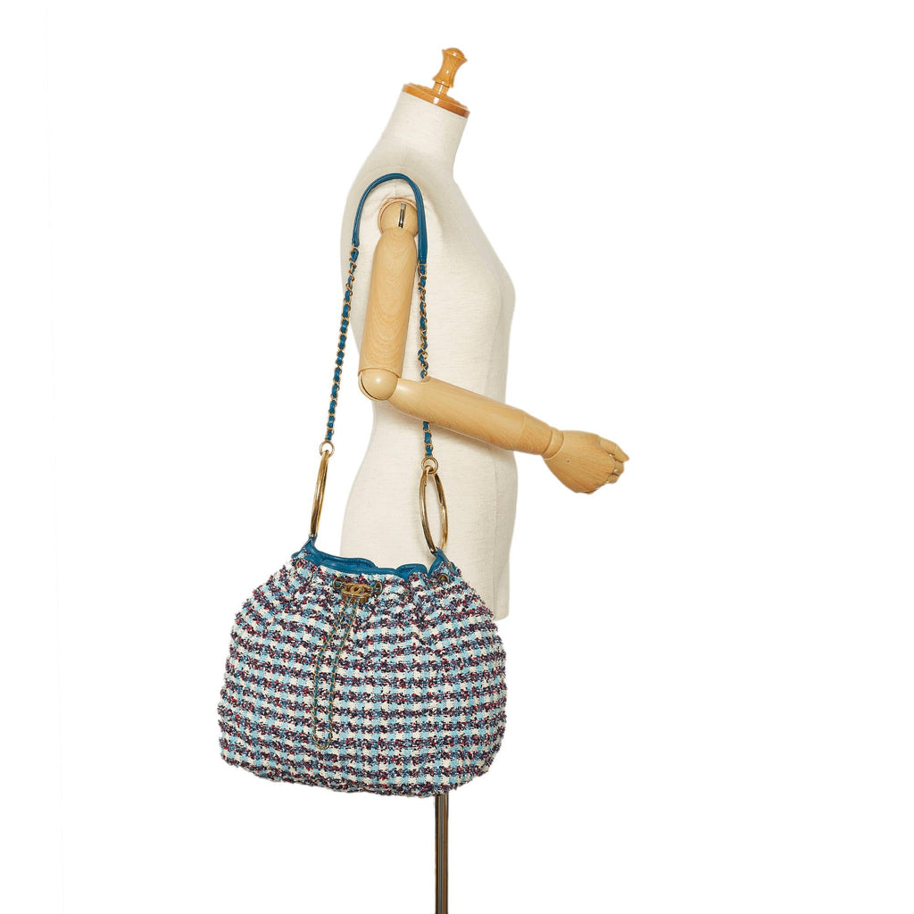 Chanel Cuba Chesterfield Tweed Drawstring Bucket Bag (SHG-cXRn1b)
