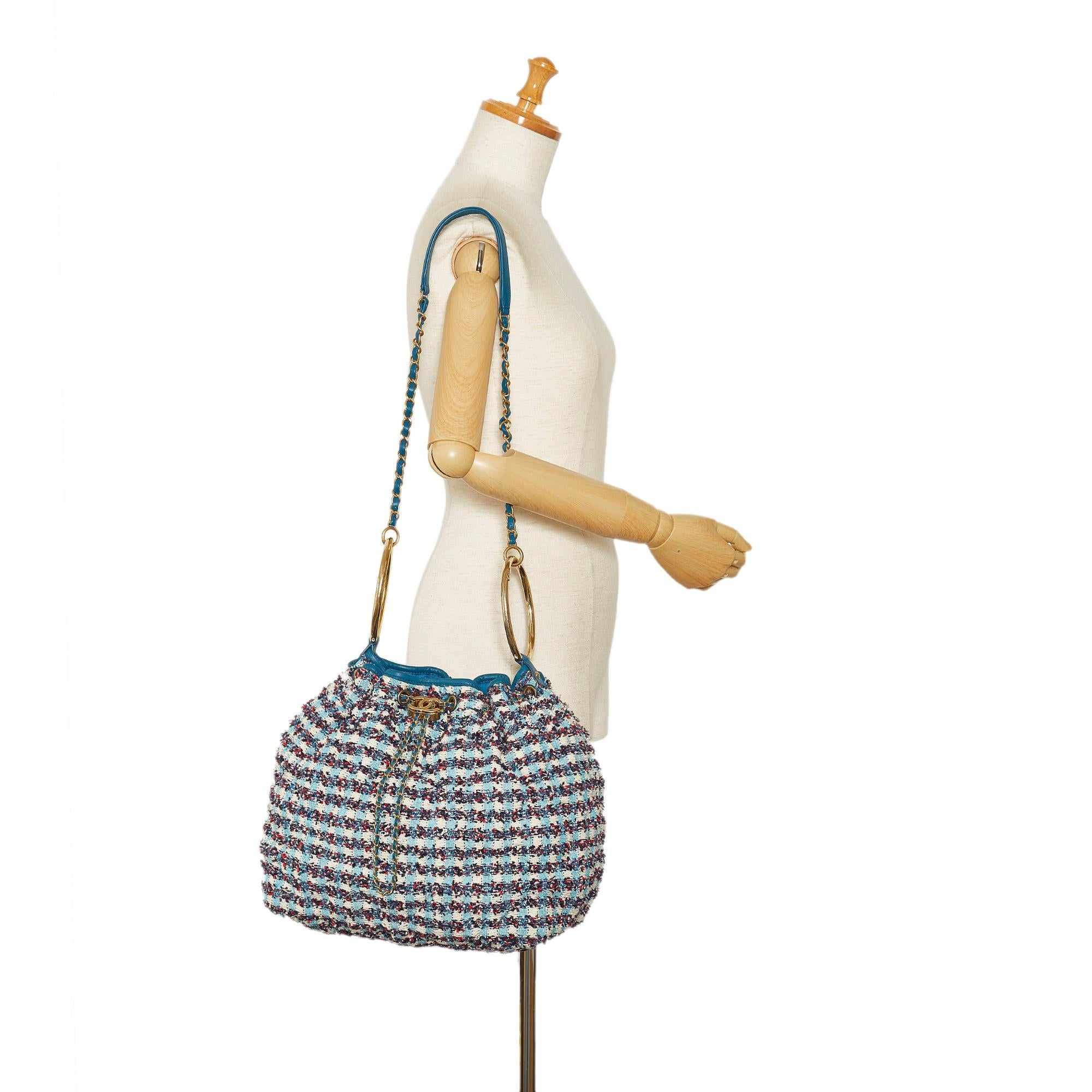 Chanel Cuba Chesterfield Tweed Drawstring Bucket Bag (SHG-cXRn1b)