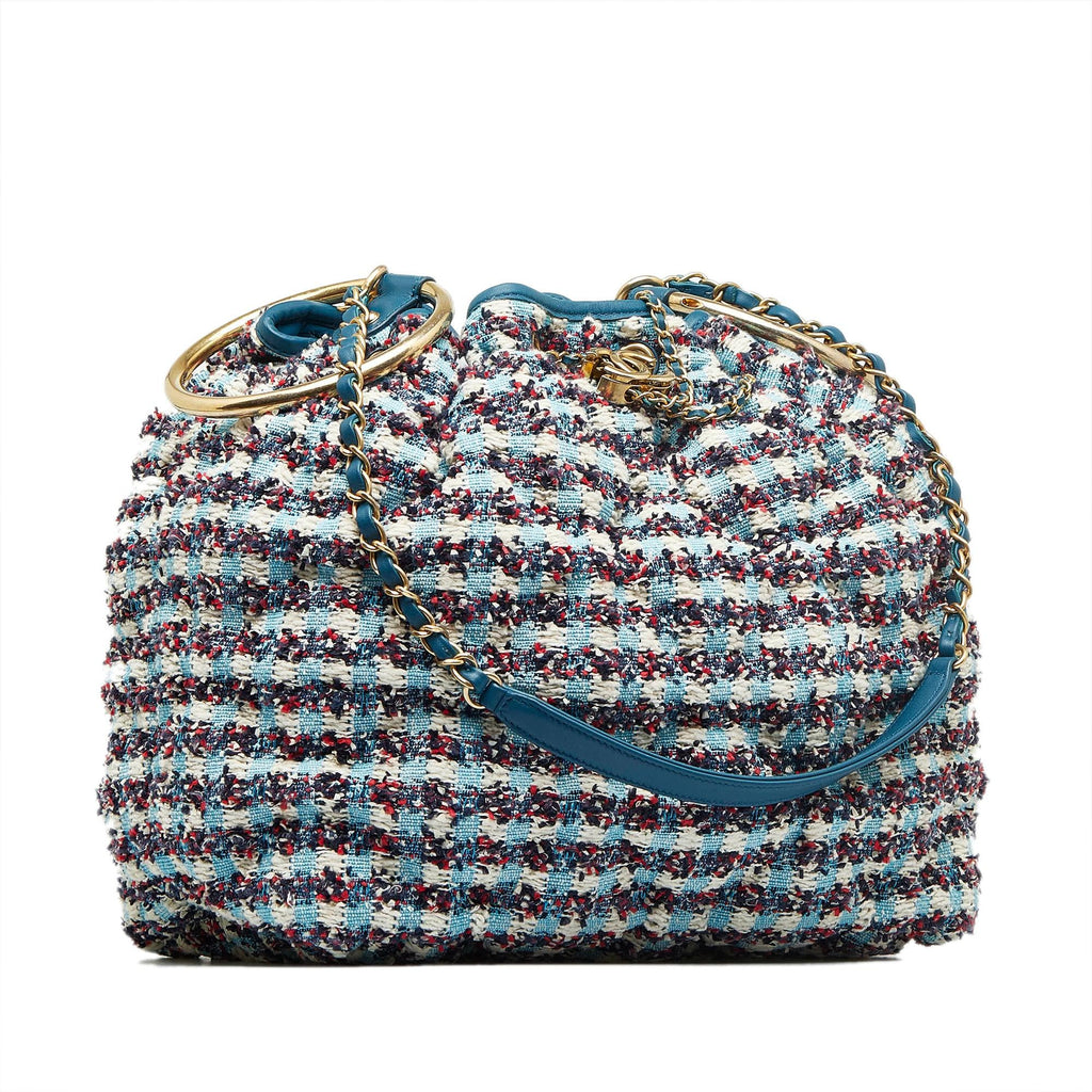 Chanel Cuba Chesterfield Tweed Drawstring Bucket Bag (SHG-cXRn1b)
