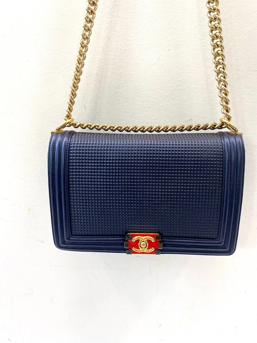 CHANEL CUBE EMBOSSED LAMBSKIN NEW MEDIUM BOY BAG