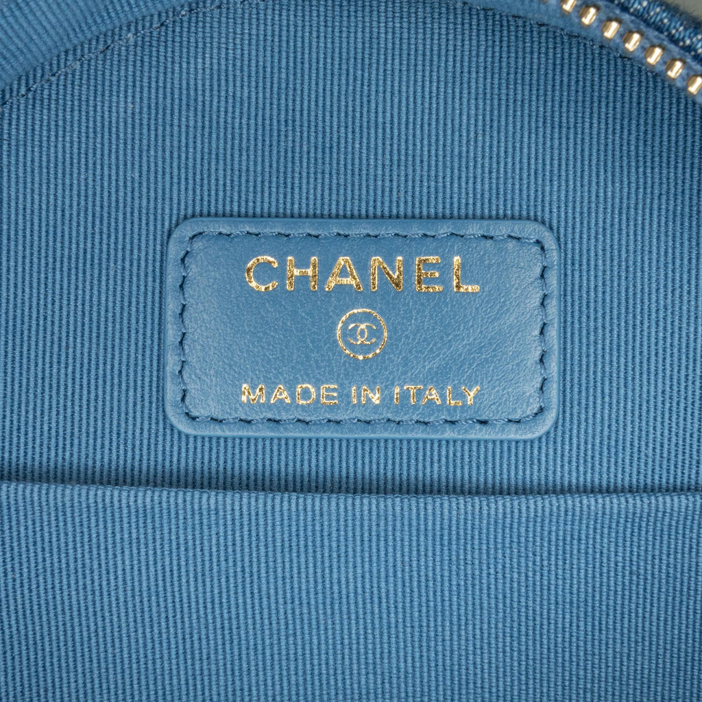 Chanel Denim 19 Round Clutch with Chain (SHG-ZTvgcm)