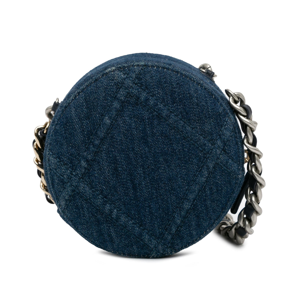 Chanel Denim 19 Round Clutch with Chain (SHG-A6jTXJ)