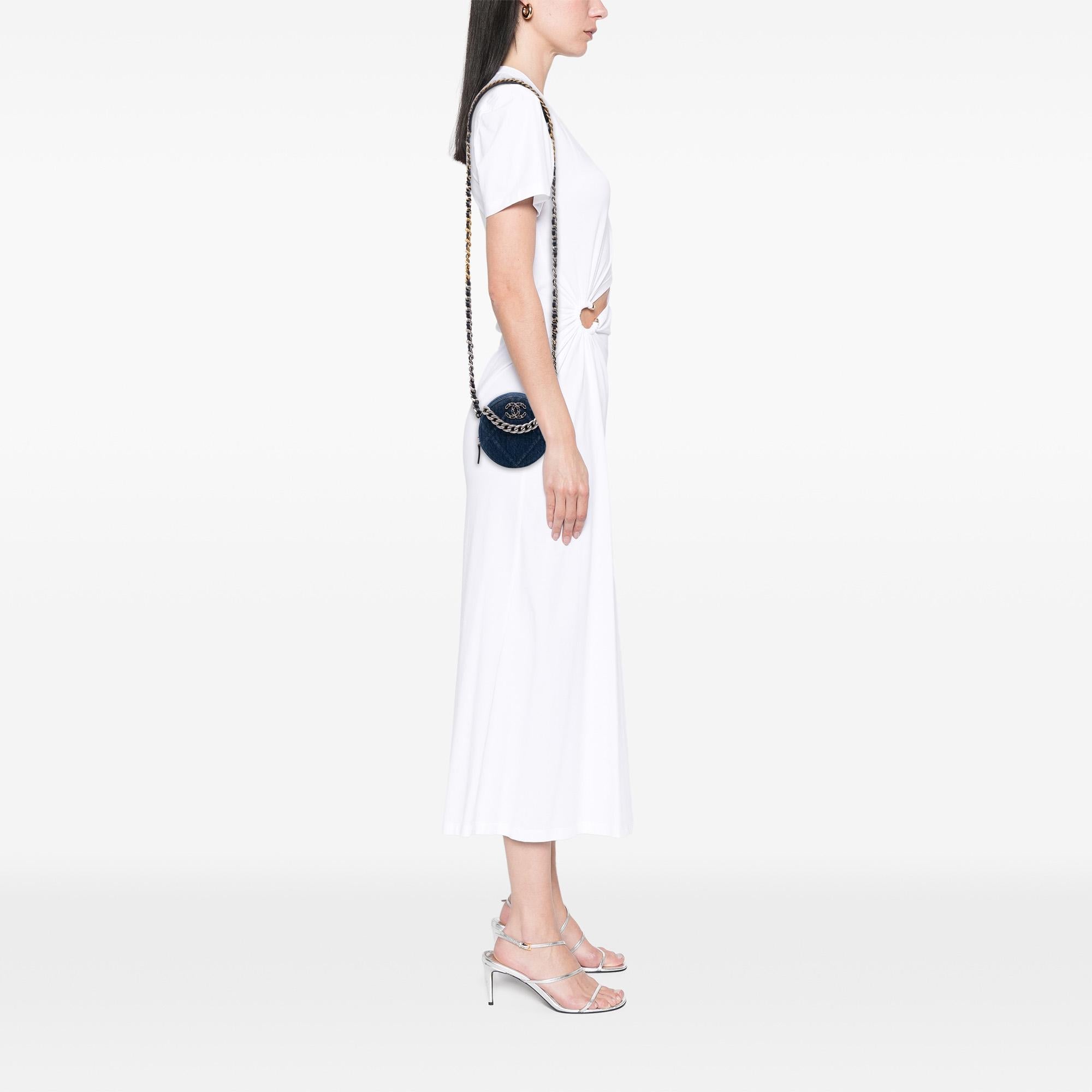 Chanel Denim 19 Round Clutch with Chain