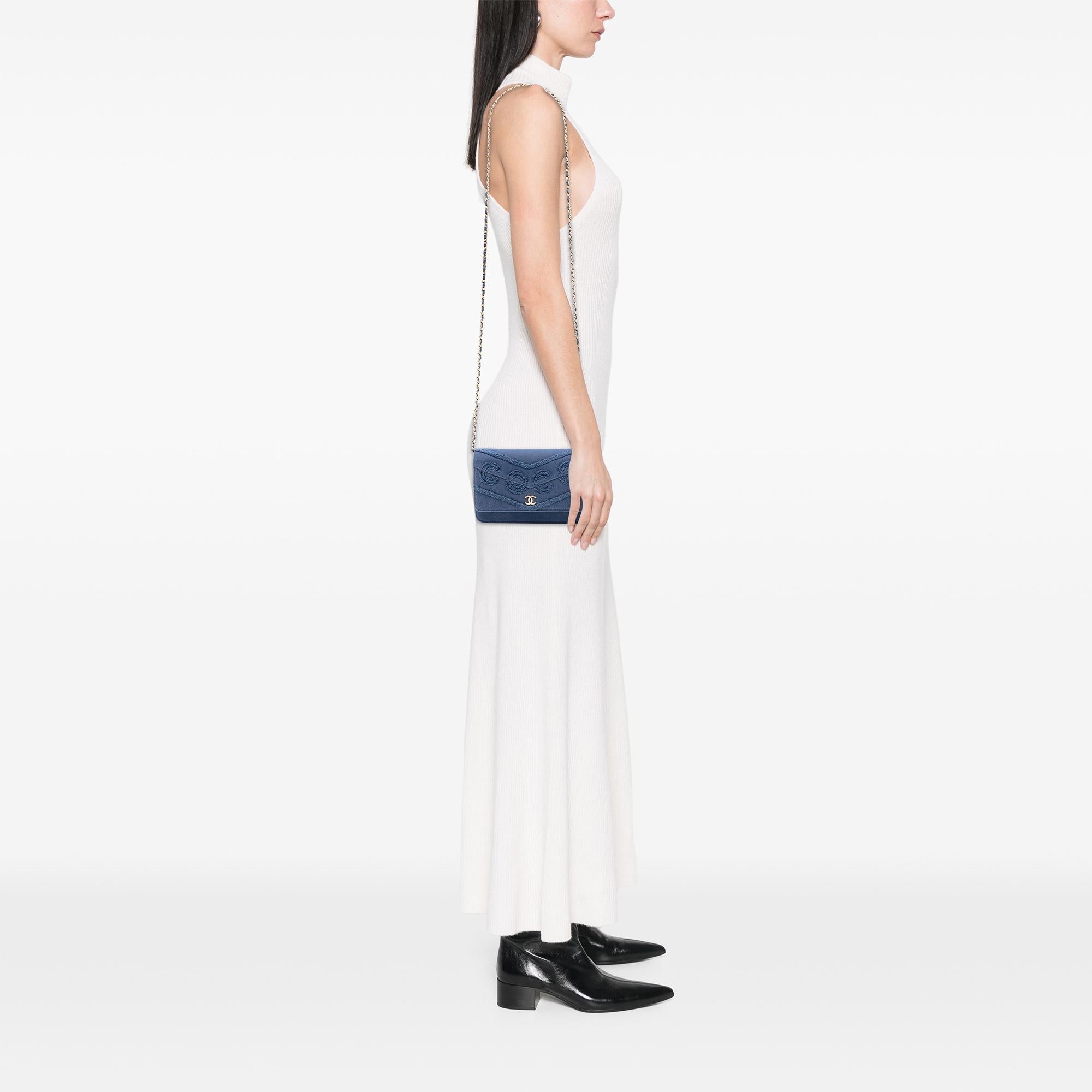 Chanel Denim Fringe Coco Wallet On Chain