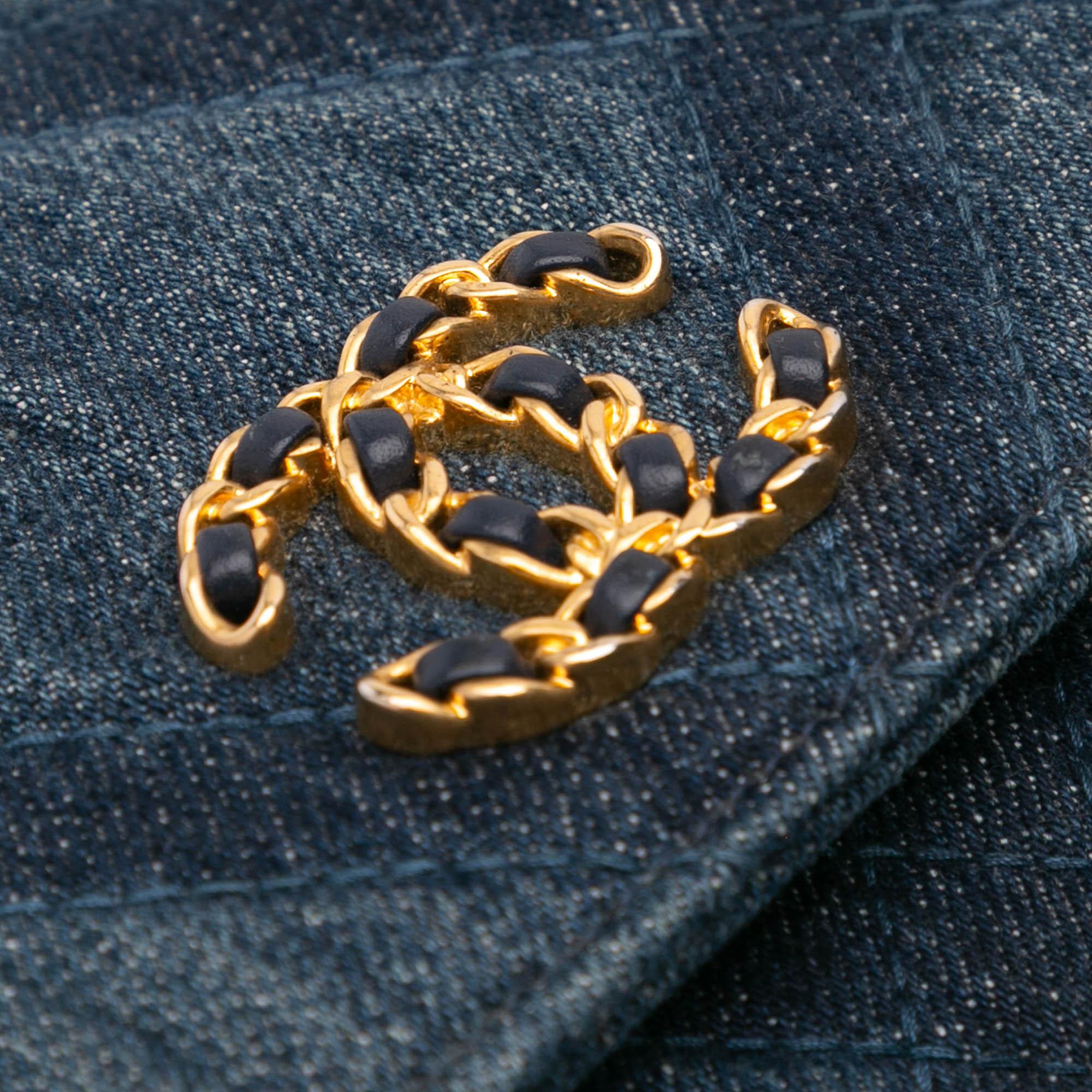 Chanel Denim Stitched 19 Flap Wallet On Chain