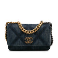 Chanel Denim Stitched 19 Flap Wallet On Chain