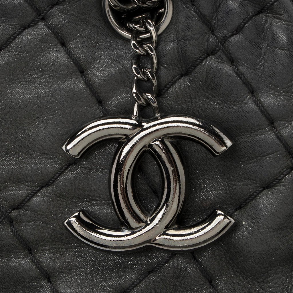 Chanel Distressed Calfskin Just Mademoiselle XL Bowler Bag (SHF-22552)