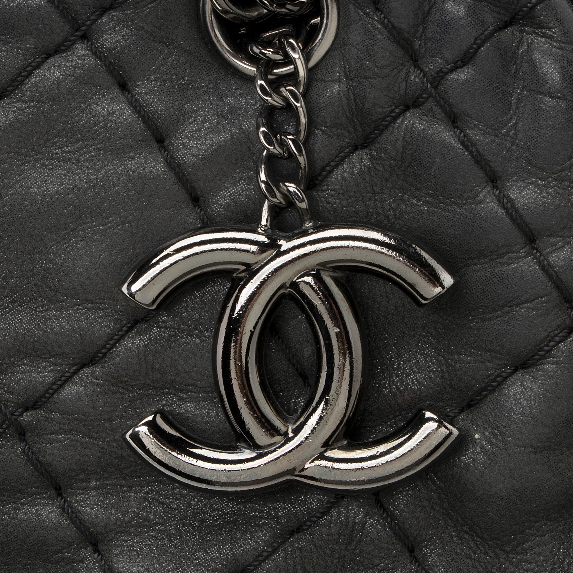Chanel Distressed Calfskin Just Mademoiselle XL Bowler Bag (SHF-22552)
