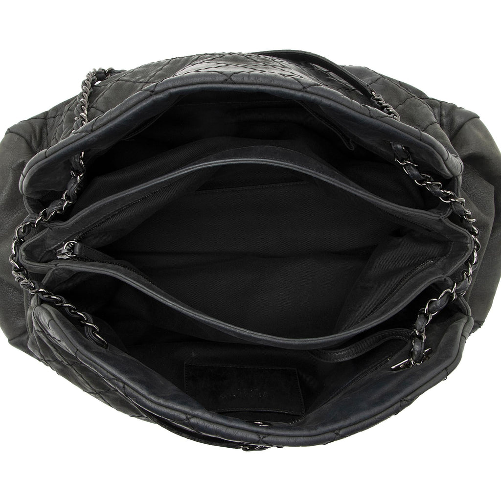 Chanel Distressed Calfskin Just Mademoiselle XL Bowler Bag (SHF-22552)
