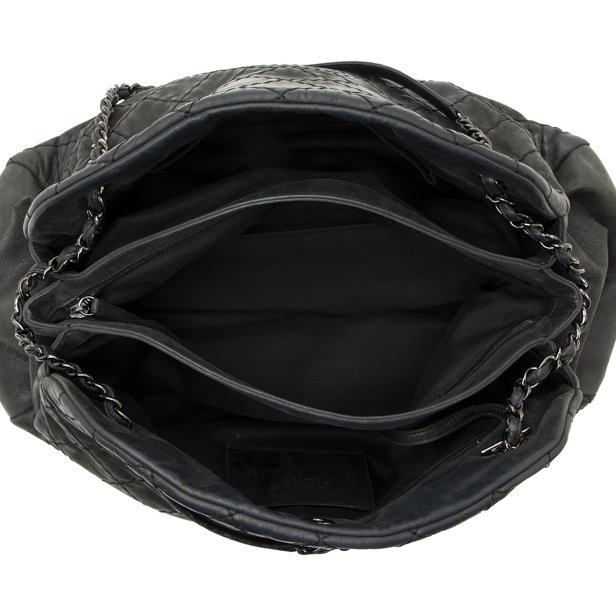 Chanel Distressed Calfskin Just Mademoiselle XL Bowler Bag (SHF-22552)
