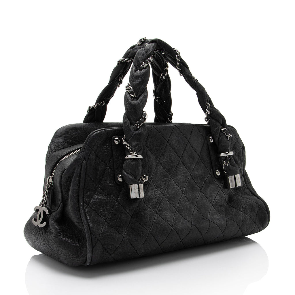 Chanel Distressed Lambskin Lady Braid Bowler Satchel (SHF-4rWbPz)