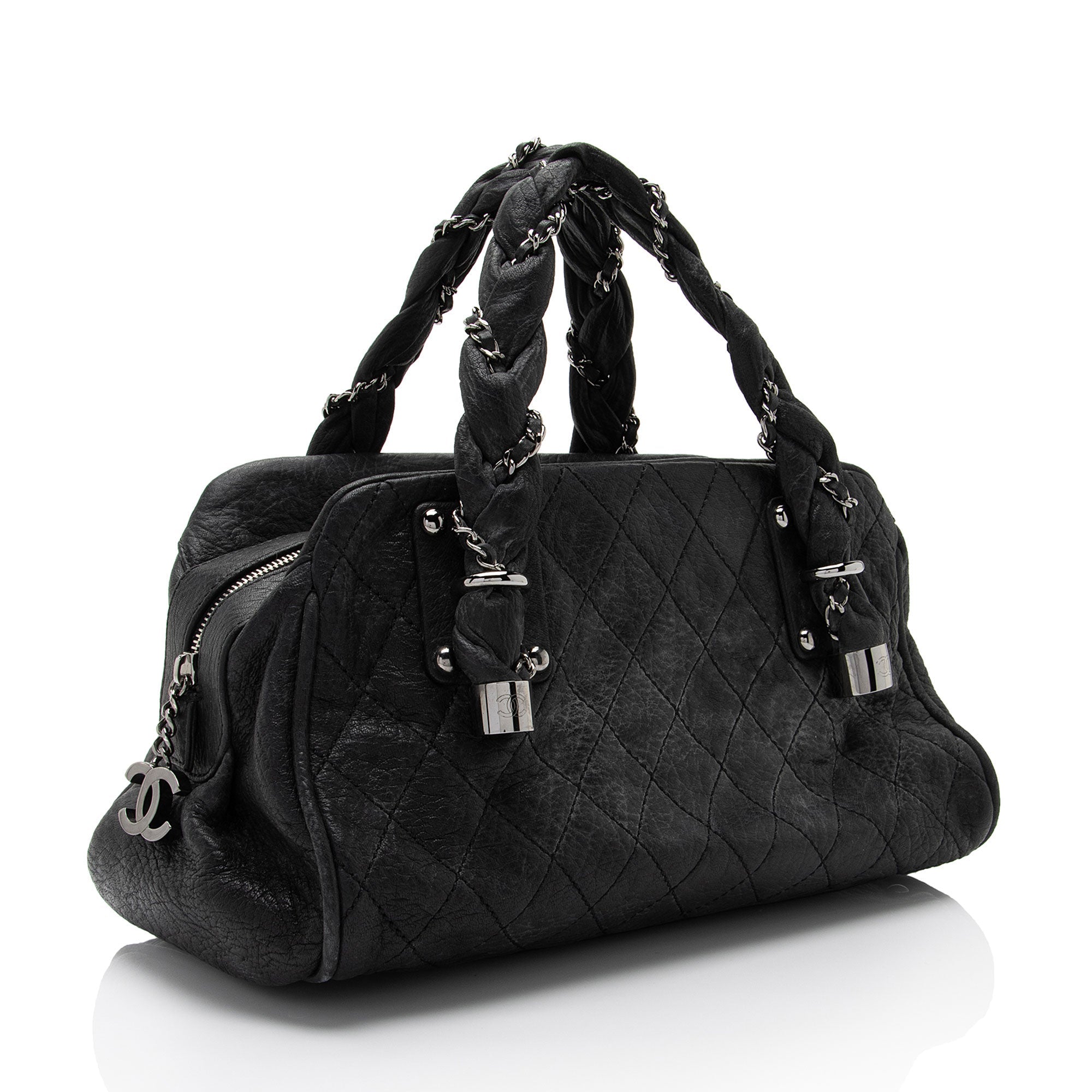 Chanel Distressed Lambskin Lady Braid Bowler Satchel (SHF-4rWbPz)