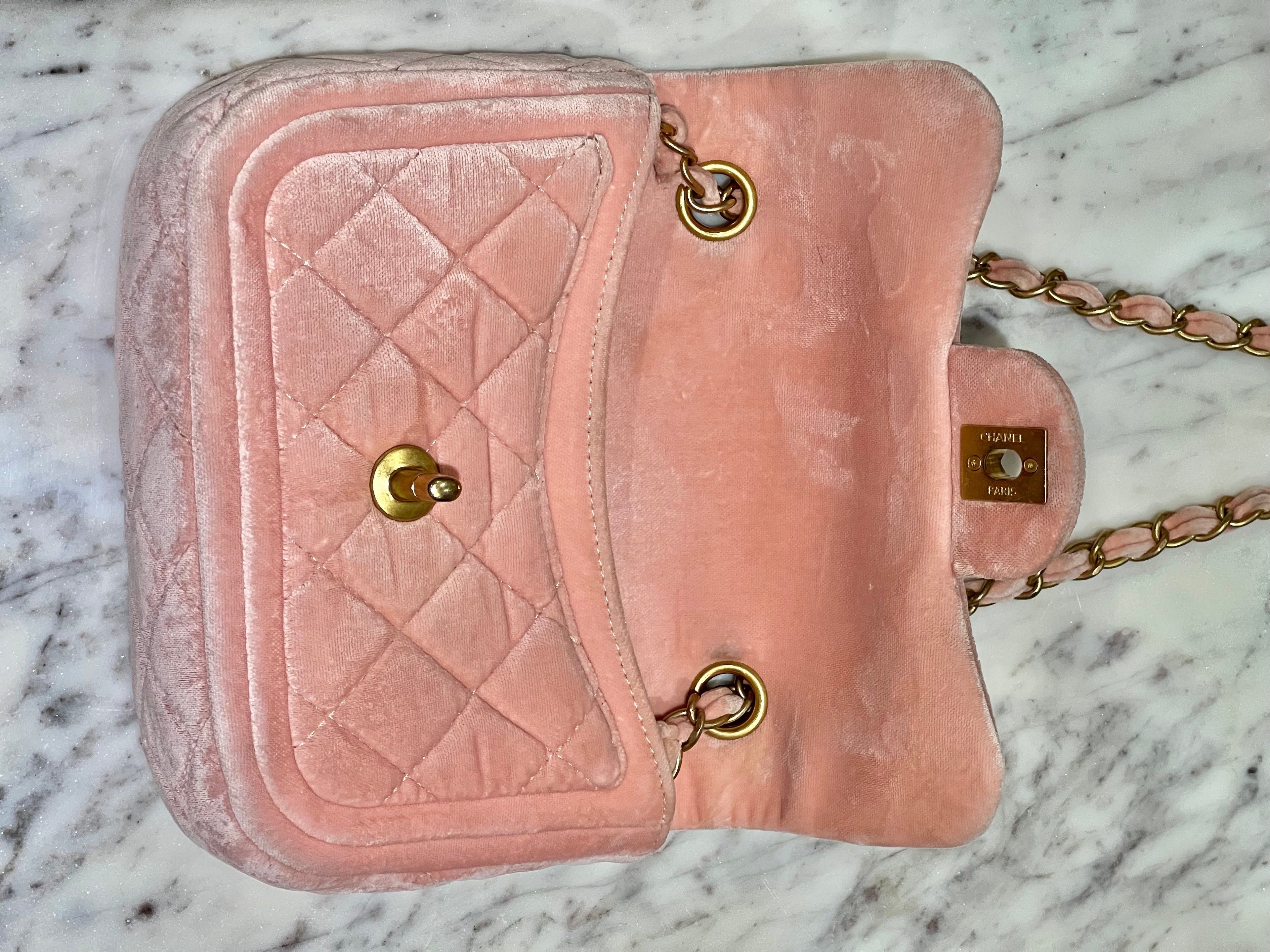 CHANEL QUILTED VELVET DOUBLE FRAME MINI FLAP BAG