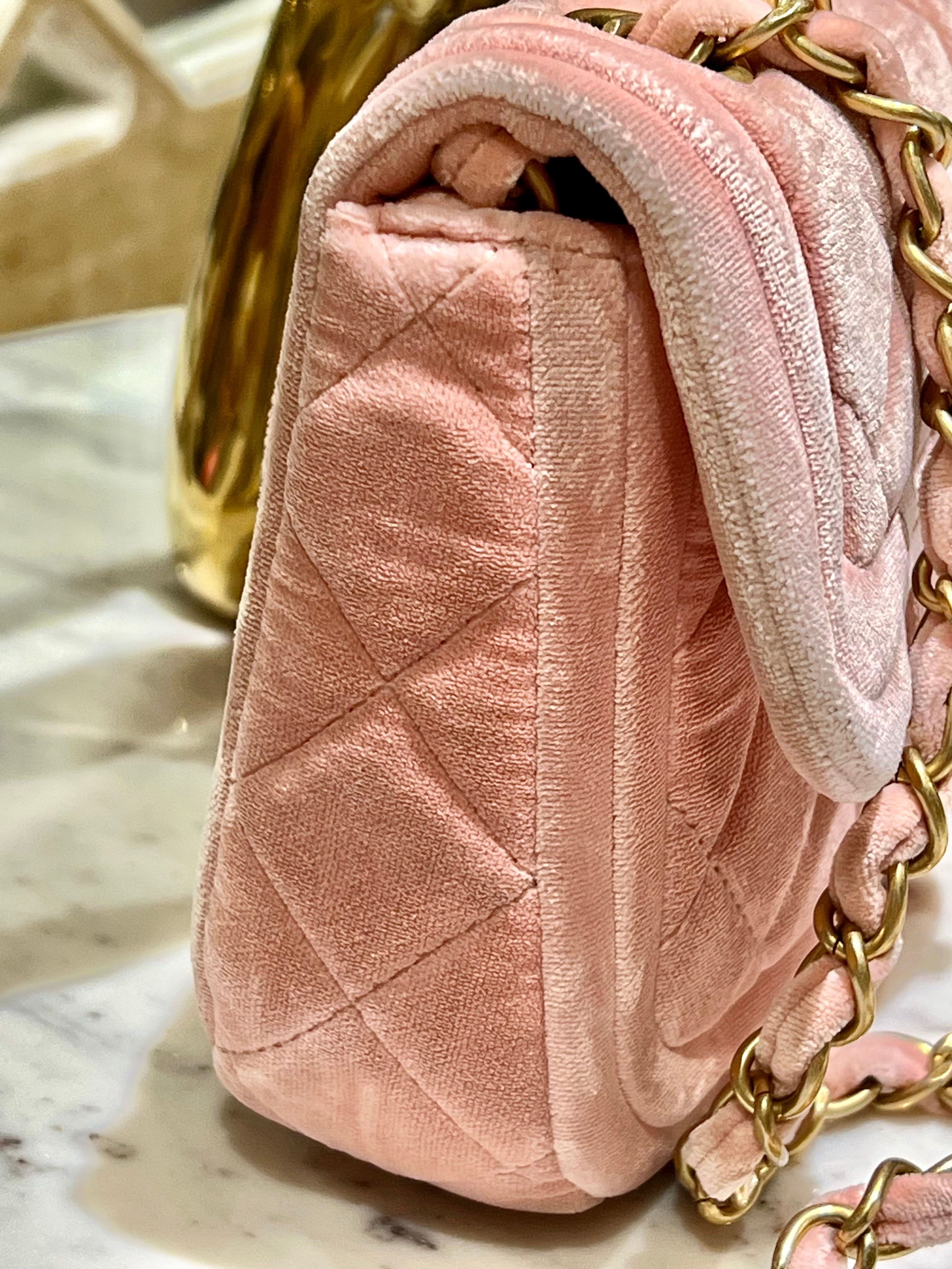 CHANEL QUILTED VELVET DOUBLE FRAME MINI FLAP BAG