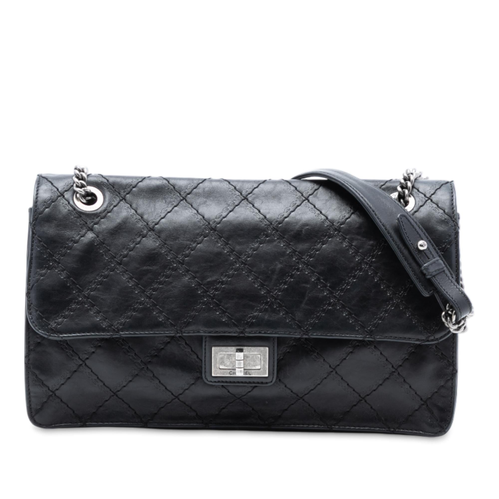 Chanel Embossed CC Quilted Aged Calfskin Reissue 2.55 Single Flap 227