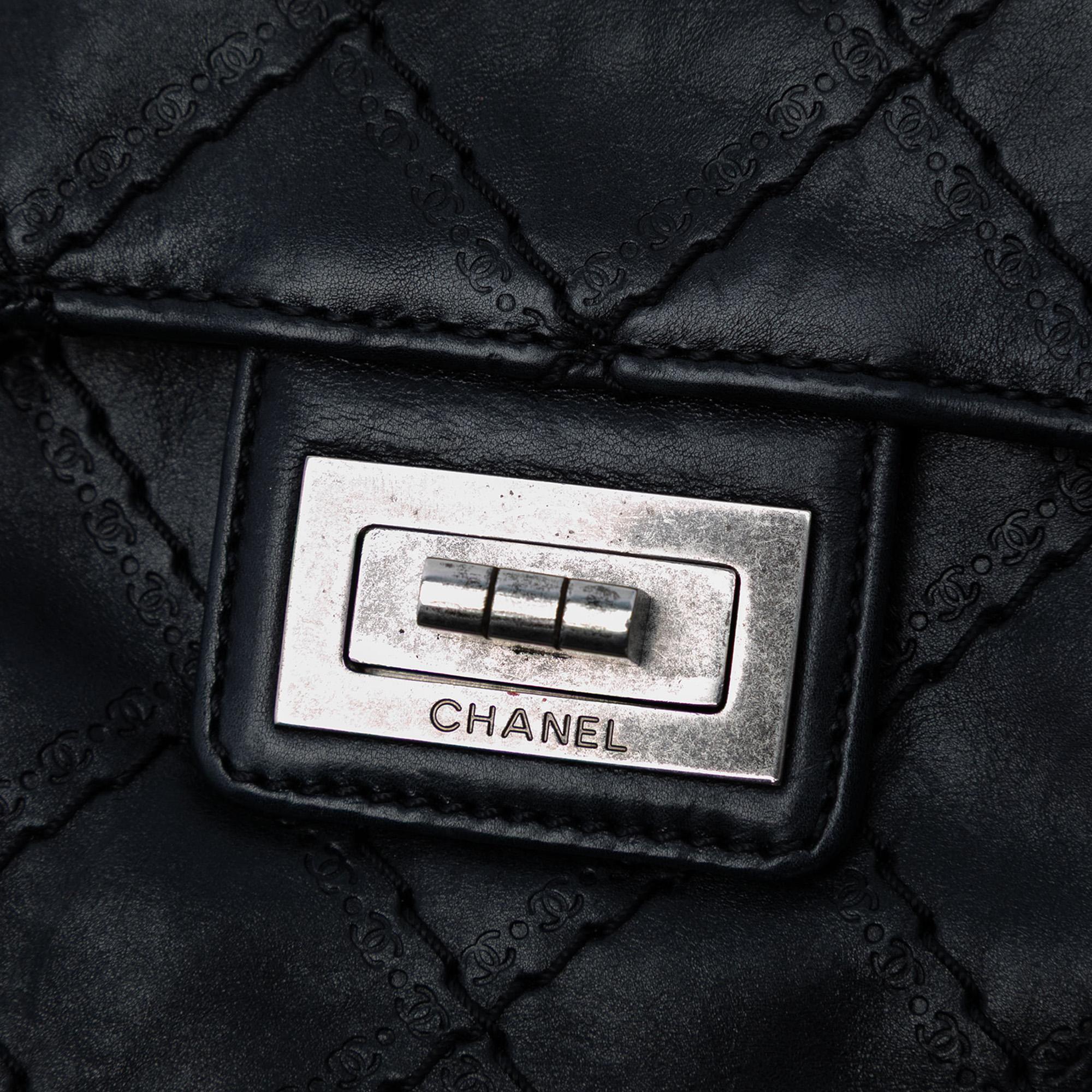 Chanel Embossed CC Quilted Aged Calfskin Reissue 2.55 Single Flap 227