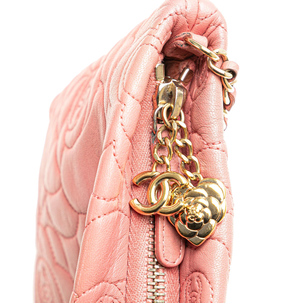 Chanel Embossed Lambskin Camellia Chain Pochette